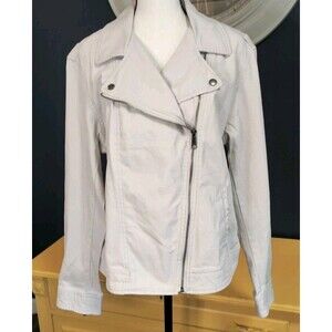 Canvas Jacket Women's Size Large Beige Zipper Bomber Style Pockets NWT
